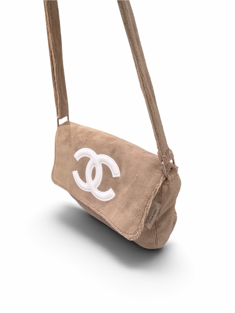 Vintage Chanel Terry Precision Bag / Khaki and White CC logo - Picture 3 of 10